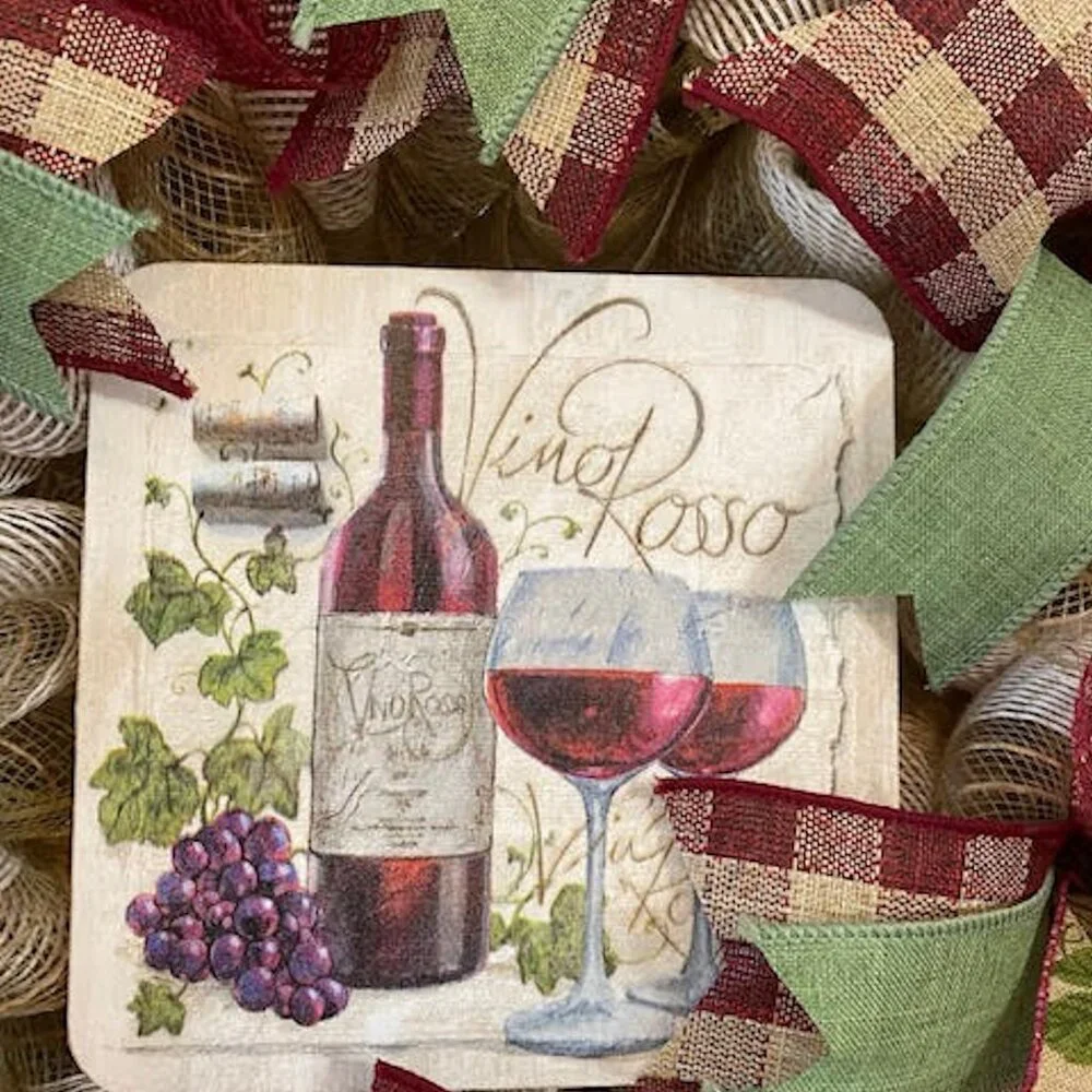 Handmade Wreath Vino Rosso Wreath Wine Enthusiast Door Wreath Wall Decor